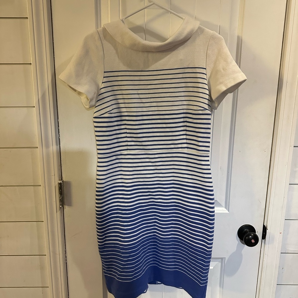 Talbots Navy and White Striped Mini Dress